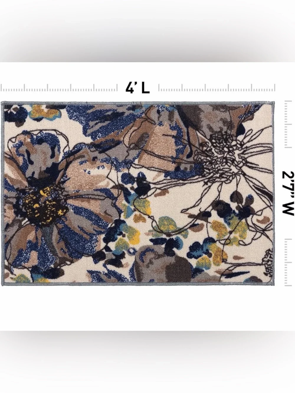 Floral Non-Skid Door Mat/Area Rug (NEW)